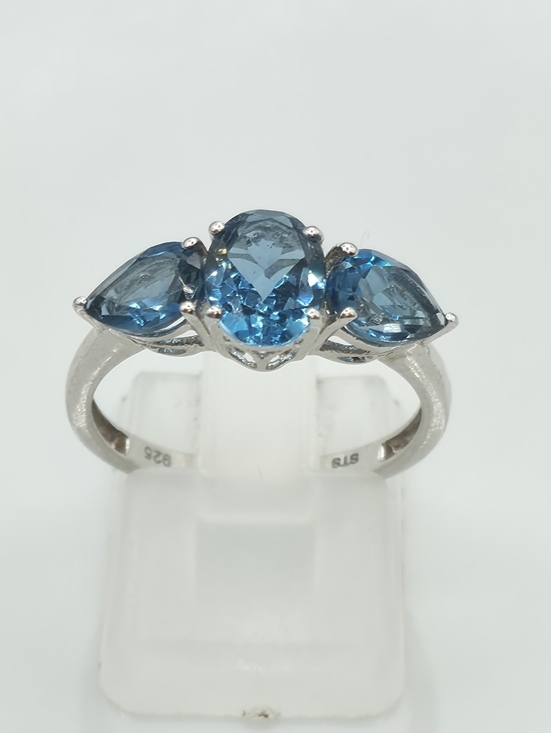 Estate Jewelry - Splendid London Blue Topaz Trilogy Ring